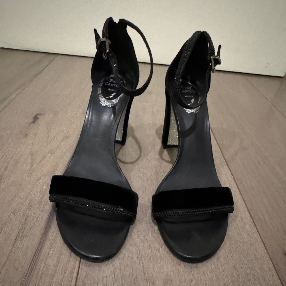 Rene Caovilla velvet and crystal sandals 38.5